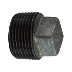 64656 - 1-1/4 in MPT Cored Square Head Plug, Galvanized Malleable Iron