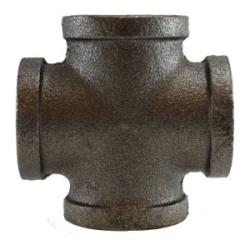 65392 - 3/8 in FPT Black Malleable Iron Cross Fitting, ANSI B16.3, 150 psi