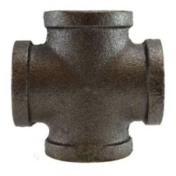 65399 - 2-1/2 in FPT Malleable Iron Cross Fitting, Length 5.42 in, ANSI B16.3, 150 psi