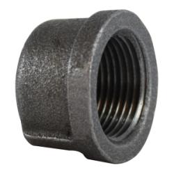 65470 - 1/8 in FPT Black Malleable Iron Cap, ANSI B 16.3, 150 lb Class, -20 to 350°F
