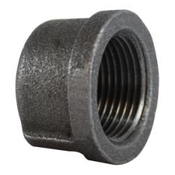 65473 - 1/2 in FPT Black Malleable Iron Cap, ANSI B 16.3, 150 lb Pressure Class