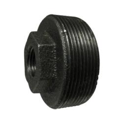 65510 - Malleable Iron Reducer Hex Bushing 1 in MPT x 1/4 in FPT, Black Finish