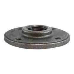 65692 - 1/2 in FPT Black Malleable Iron Round Floor Flange with 3-1/2 in Width