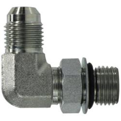 6801NWO84 - 90-Degree Steel Elbow Fitting, 1/2-in Male JIC x 1/4-in Male O-Ring Boss