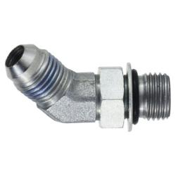 6802NWO46 - 45-Degree Elbow Fitting - 1/4-in Male JIC x 3/8-in Male O-Ring Boss, Steel