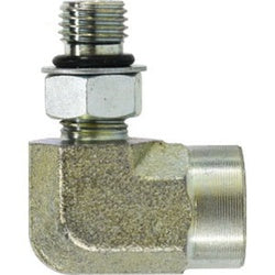 6805NWO128 - 90-Degree Steel Elbow Fitting 3/4 in x 1/2 in, Male O-ring Boss & Female NPTF