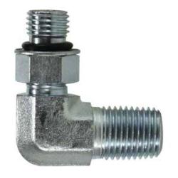 6806NWO108 - 90-Degree Steel Elbow Fitting, 5/8 in Adjustable O-Ring Boss & 1/2 in Male NPTF