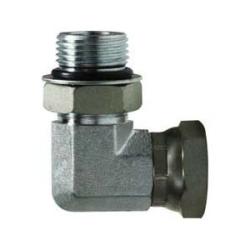 6901NWO86 - 3/4-in Male ORB x 3/8-in FNPSM Steel 90-Degree Swivel Adapter Elbow