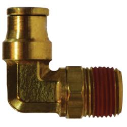 690402S - 1.13 in Brass 90-Degree Male Swivel Elbow Fitting with Push-to-Connect and NPTF Connection
