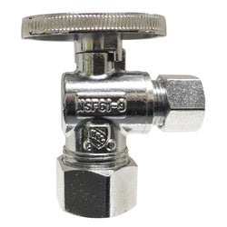 746446 - 90-Degree Brass Supply Stop - 1/2 in FIP x 3/8 in Compression with Chrome Finish