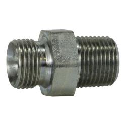 7032-06-02 - 3/8-in Male NPTF & 1/8-in Male BSPP Steel Straight Adapter, 35.5 mm Long