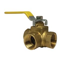 940464 - 1/4 in Forged Brass Side Outlet 3-Way Ball Valve with 600 psi Pressure Rating