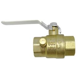 941154LFD - 3/4 in Ball Valve with Drain, Lead-Free Brass, 4.488 in Length, 2.579 in Height