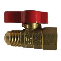 943331 - Brass Gas Ball Valve 3/8 x 1/2-in, 125 psi, Flare to FPT Connection