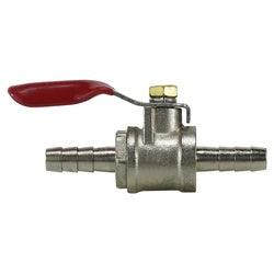 944013 - 3/8 in Miniature Ball Valve with Hose Barb Connection, Chrome-Plated Brass Body