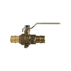 945623LF - 1 in PEX x PEX Cold Expansion Ball Valve, Lead-Free Brass with Waste Drain and Drop Ear