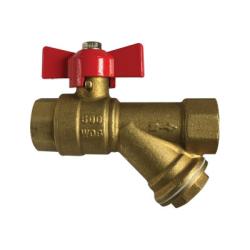 947133 - 1/2 in Brass Ball Valve with Y-Strainer, 3.77 in Length, 1.5 in Inlet Center, 600 psi WOG