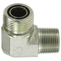 FS250188 - 90-Degree Elbow Fitting, 1/2 in Male ORFS x 1/2 in MNPT, Steel, 6000 psi
