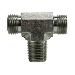 FS260144 - Steel Branch Tee - 1/4-in Male O-Ring Face Seal x 1/4-in Male O-Ring Face Seal x 1/4-in