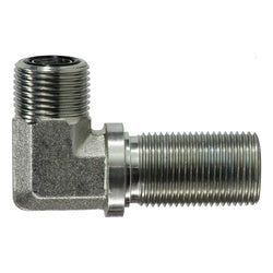 FS270144 - 90-Degree Steel Bulkhead Union Elbow Fitting, 1/4 inch Male O-Ring Face Seal, Thread Size 9/16 - 18