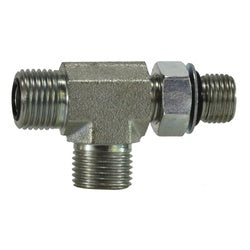 FS68042020 - 1-1/4 in Male O-Ring Face Seal x 1-1/4 in Male Adjustable O-Ring Boss Steel Run Tee