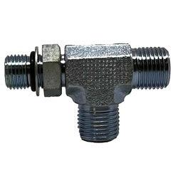 FS680466 - 11/16 in Male ORFS x 11/16 in Male ORFS x 9/16 in Male ORB Steel Run Tee Fitting