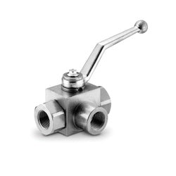 GE3L08SAE - 1/2 in High-Pressure 3-Way Ball Valve, Carbon Steel, UNF x UNF Connections