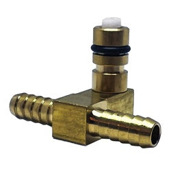 P-1522-000 - 1/4-in x 1/4-in Brass CO2 Barbed Tee with Shut-Off