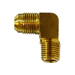 04049-0508 - Brass 90-Degree Elbow Fitting with 5/16" Male Flared and 1/2" Male NPTF Connections