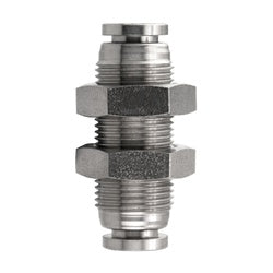 20127SS - 316 Stainless Steel Bulkhead Union - 1/4-in Push-to-Connect - 250 psi, 5 to 230°F