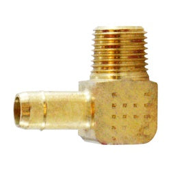 21113 - 90-Degrees Mini Barb Male Elbow, 1/4-in x 1/8-in Brass Fitting