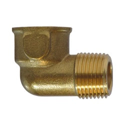 28168 - Forged Brass 90-Degree Street Elbow, 1/2 in NPTF Male/Female, 1 in Hex, 1200 psi, -65 to 250 °F