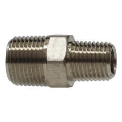 28220LN - 1/4-in x 1/8-in Male NPTF Brass Reducing Hex Pipe Nipple