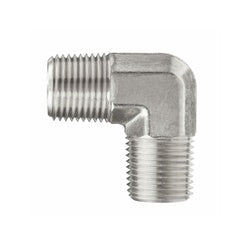 28267N - Brass 90-Degree Male Elbow Fitting - 1/4-in Male NPTF x 1/4-in Male NPTF, Nickel-Plated