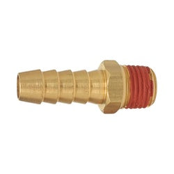 32011VS - Brass Rigid Male Adapter - 3/8-in Hose Barb to 1/8-in Male NPTF, 150 psi, Hex Size 0.56 in