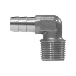 07020-0504CP - 90-Degree Male Elbow Fitting, 5/16-in Hose Barb x 1/4-in Male NPTF, Forged Brass