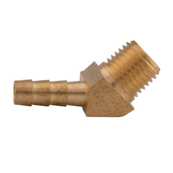 32109 - 45-Degree Brass Elbow Fitting, 1/4-in Hose Barb x 1/4-in Male NPTF, 150 psi