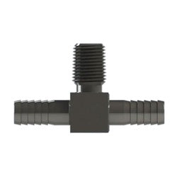 32128SS - Stainless Steel Male Branch Hose Barb Tee - 3/8 in x 3/8 in x 1/4 in NPTF