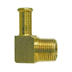 HE1B-8C - Brass 90-Degree Male Elbow Fitting - 1/2 in Hose Barb x 3/8 in Male NPTF