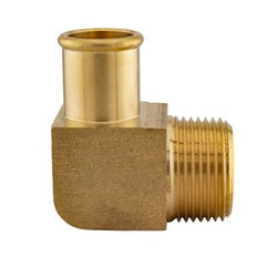 HE1B-8B - 90-Degree Brass Male Elbow Fitting, 1/2 in Beaded Hose Barb, 1/4 in NPTF Connection