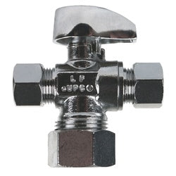 746440MH - 5/8 x 3/8 x 3/8-in Chrome-Plated Lead-Free Brass 3-Way Supply Stop with Quick-Turn Handle