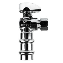 746470MH - Chrome-Plated 90-Degree Supply Stop Valve - 1/2-in x 3/8-in, Lead-Free Brass