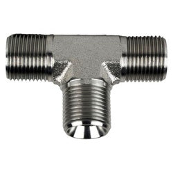 9322-06-06-06 - Steel Union Tee with Three 3/8-inch Male BSPP Connections