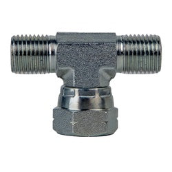 9342-04-04-04 - 1/4-in Male BSPP Steel Swivel Run Tee with Female BSPP Connection