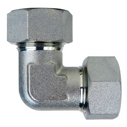 D2500-S38-S38 - 90-Degree Elbow S38 Metric Bite Type Steel Fitting with Cutting Ring and Nut