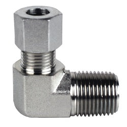 D2501-S14-06 - 90-Degree Male Elbow, S14 Metric Bite Type x 3/8-in Male NPTF, Zinc-Plated Carbon Steel