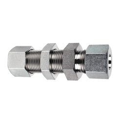D2700-LN-L28-L28 - 86 mm Steel Bulkhead Union with L28 Metric Bite Type Connections