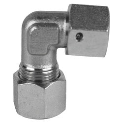 D6500-S20-S20 - 90-Degree Steel Swivel Elbow, S20 Bite Type x S20 Female Metric Connections