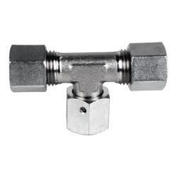 D6600-L35-L35-L35 - Steel Swivel Branch Tee with L35 Metric Bite Type Connections