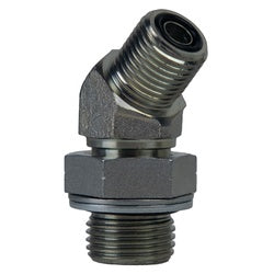 FS7102-08-06-NWO - 45-Degree Steel Elbow Fitting with 1/2" Male O-Ring and 3/8" Male BSPP Connections
